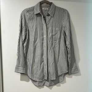 Blue and White Striped Button-Up Shirt